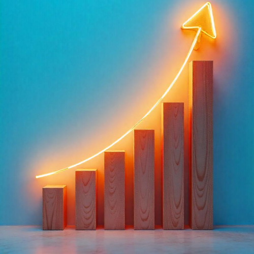 A bar graph showing growth
