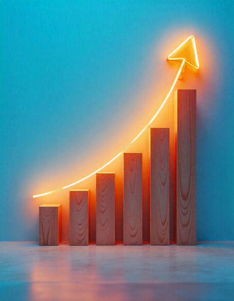 A bar graph showing growth